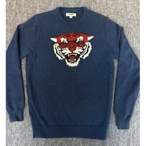 GOODTHREADS Navy Knit TIGER Crew Neck Long Sleeved Sweater Mens Medium Tall MT